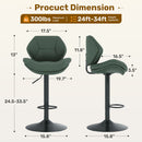 Adjustable Outdoor Bar Stools, Set of 2 — PU Leather & Stainless Steel Frame with Double-Layer Cushion