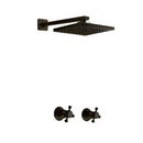 GobekUsa Antique Brass Round Wall Mounted Rainfall Shower Faucet Set with 2 Handles