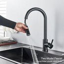 GobekUsa Black Kitchen Faucet: Single Handle Pull Out Mixer, Two Function Hot and Cold Water Taps