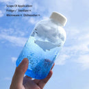 GobekUsa Blue Glass Water Bottle 600ml Cute Polar Bear Seal Design Waterbottle