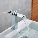 GobekUsa Black Brass Bathroom Waterfall Sink Faucet Hot&Cold Mixer Vanity Tap Deck Mounted