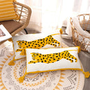 GobekUsa Antique Brown Tiger Print Ethnic Style Pillow Cover with Tassels