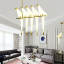 GobekUsa Gold Cage Origami Bird Chandelier - Modern Light Fixture for Home Decor