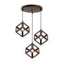 GobekUsa Geometric Cube Pendant Lights Trio Metal Shades Square Ceiling Lamps