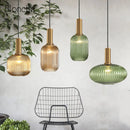 GobekUsa LED Gold Chandelier Stained Glass Pendant Lamps for Home Decoration