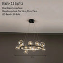 GobekUsa Glass Chandelier Lamp Kitchen Island Hanging Light Black Gold Silver G9 LED
