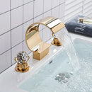 GobekUsa Gold Waterfall Double Handle Bathroom Basin Faucet
