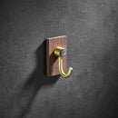 GobekUsa Brass Brushed Gold Wall Hook for Bathroom and Kitchen with Wood Accent