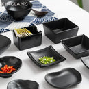 GobekUsa Black Melamine Plastic Dipping Sauce Dish Bowl Set - Pack of 4