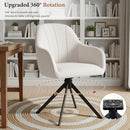 Swivel Dining Chairs Set of 2 — Beige Linen Tufted with 360° Rotation & Ergonomic Backrest