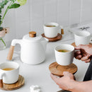GobekUsa Japanese Style Ceramic Tea Pot Set with Wooden Handle | Heat-Resistant Borosilicate Glass