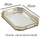 GobekUsa Elegant Gold Mirror Glass Storage Tray for Jewelry and Small Items