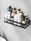 GobekUsa Black SUS 304 Bathroom Shelf Shower Storage Basket Holder for Shampoo & Bath Essentials