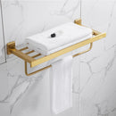 GobekUsa Brushed Gold Bathroom Set: Shelf, Towel Rack, Holder, Toilet Brush - Bath Hardware