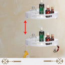 GobekUsa Gold & White Bathroom Accessories Set: Corner Shelf, Paper Holder, Towel Holder, Toilet Brush Holder, Towel Rack