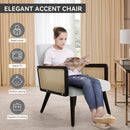 Accent Chair with Rattan Arms and Iron Legs — Green Lounge Chair