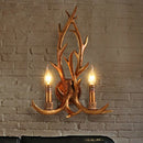 GobekUsa Deer Horn Resin Wall Lamp with Warm White LED Light