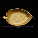 GobekUsa Gold Leaf Plate: Luxury Decorative Tray for Jewelry, Candy, Fruit & Trinkets