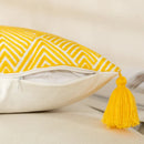 GobekUsa Geometric Embroidery Canvas Cotton Cushion Cover for Sofa Bed in Yellow