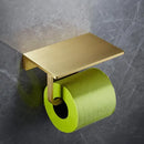 GobekUsa Brass Bath Hardware Set: Shelf, Towel Rack, Paper & Toilet Brush Holder in Brushed Gold
