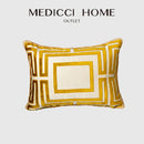 GobekUsa Gold Geometry Cut Velvet Embroidered Lumbar Pillow Cover Chic Style 35x50cm