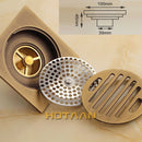 GobekUsa Antique Brass Flower Art Bathroom Accessory Floor Drain Waste Grate - 100mm*100mm
