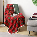 GobekUsa Cozy Coral Fleece Plaid Blanket - Soft & Warm Flannel Bedspread