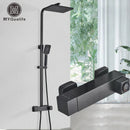 GobekUsa Black Brass Shower Faucet with 8" Rainfall Shower Head and Tub Spout