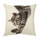 GobekUsa Cute Cat Face Decorative Cushion Cover Soft Linen Pillow for Home Sofa
