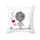 GobekUsa Love Heart Sketch Couple Pillow Cover 45X45CM Peah Skin Print