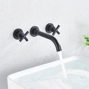 GobekUsa Golden Dual Handle Wall Mounted Basin Faucet - Rotate Spout Sink Mixers
