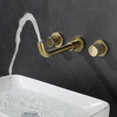 GobekUsa Brushed Gold Basin Faucet: Single Handle Wall Mount Brass Mixer Tap, Cold/Hot Water