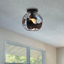 GobekUsa Iron Cage Ceiling Light Modern Nordic Retro Black Loft E27 Home Lighting