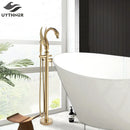 GobekUsa Black Bathtub Faucet Hot Cold Water Mixer Taps Shower Set Floor Mounted