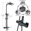 GobekUsa Black Thermostatic Rain Shower Faucet Set for Wall Mounted Bathrooms
