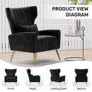 Convertible Accent Chair – Velvet Mid-Century Reading Armchair