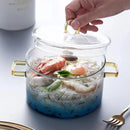 GobekUsa Gradient Color Glass Saucepan Pot | Heat-Resistant Casserole Cookware