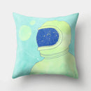 GobekUsa Cartoon Planet Astronaut Moon Rocket Pillow Case 45x45cm Square Cushion Cover