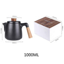 GobekUsa Japanese Style Ceramic Tea Pot Set with Wooden Handle | Heat-Resistant Borosilicate Glass