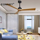 GobekUsa Black Wooden Ceiling Fan Modern Solidwood Remote Control 52" No Light