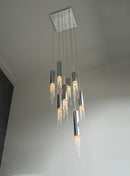5 Lights - Hanging crystal light fixture for lobby, staircase, loft, stairwell