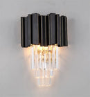 GobekUsa Gold Black Crystal Wall Sconce, Modern K9 Crystal Drops Shade Wall Lamp