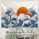 GobekUsa Kanagawa Waves Hanging Tapestry: Boho Sun Wall Tapestries, Bedspread, Yoga Mat