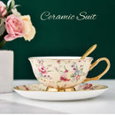 GobekUsa Bone China Tea Cup Set with Saucer Spoon - Elegant Black Tea Party Coffeeware