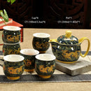 GobekUsa Ceramic Kung Fu Teapot with Dragon Design 350ml - Handmade Porcelain Tea Pot