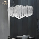 GobekUsa Crystal Circle LED Tassel Chandelier: Modern Luxury Pendant Hanging Light Fixture for Bedroom and Living Room