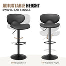 Swivel Bar Stools Set of 2 — Adjustable PU Leather with Iron Frame, Water-Resistant (Black)