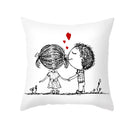 GobekUsa Love Heart Sketch Couple Pillow Cover 45X45CM Peah Skin Print