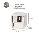 GobekUsa 12W Outdoor/Indoor Motion Sensor LED Wall Lamp Waterproof Aluminum Sconce Light
