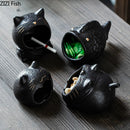 GobekUsa Cartoon Cat Ceramic Ashtray for Household, Living Room - Large Capacity, Anti-Fly Ash